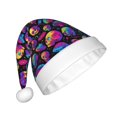 thumbnail image 2 of KLL Christmas Hats for Adults Plush Skull rainbow star mushroom Print Santa Hat Xmas Fluffy Santa Claus Hat for Women Men, 2 of 6