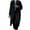 Black, variant on Herrnalise Women's 2024 Fall Fashion Overcoat Faux Suede Shacket Jacket Lapel Belted Long Trench Coats Black,L