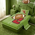 thumbnail image 2 of meiyoeat Footballs Ball Games Twin Sheet Sets For Boys,Cartoon Rugby Monogrammed L Print Bedding For Kids,3 Pieces, 2 of 6