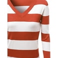 thumbnail image 3 of FashionOutfit Women's Basic Cotton Based V-Neck Stripe Long Sleeves Knit Sweatshirt, 3 of 3