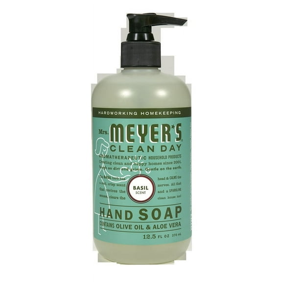 Mrs. Meyers Clean Day Hand Soap, Basil 12.50 oz (Pack of 4)