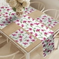 thumbnail image 2 of Ambesonne Floral Table Runner & Placemats, Lily Blossoms Garden Art, Placemat 4 pcs + Runner 14"x72", Magenta Green and White, 2 of 2