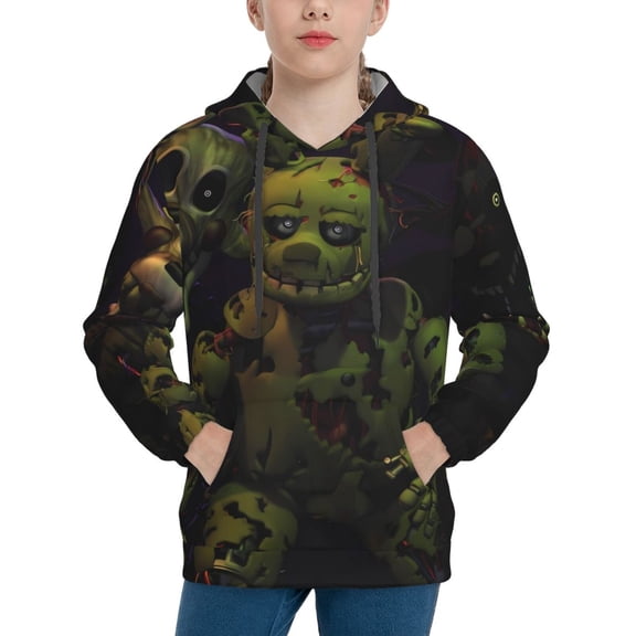 Saiise Unisex Kids Five Nights At Freddy'S Sweatshirt Boys Girls Hooded Kangaroo Pocket Pullover Hoodies-Small