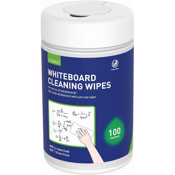 Whiteboard Cleaning Wipes, Dry Erase Board Cleaning Wipes, Non-toxic White board Wipes, 100 Wipes per Canister