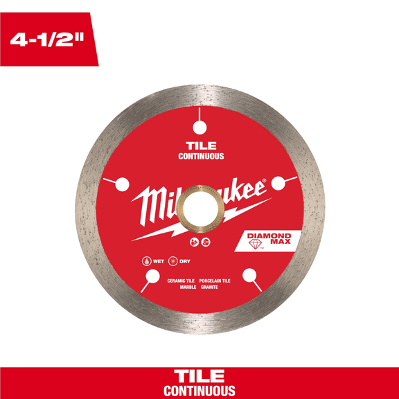 Milwaukee Tool 4 1/2 inch DIAMOND MAX Continuous Tile Diamond Blade