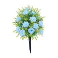 thumbnail image 3 of Rosa artificial conmemorativa con estaca para el suelo, púas florales, rosas falsas Azul, 3 of 9