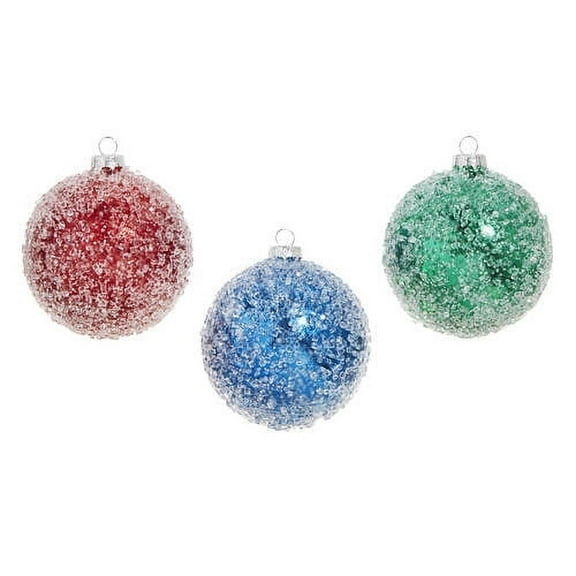 Raz Imports 2023 Dashing Through The Snow 4" Iced Ball Ornament, Assorted of 3