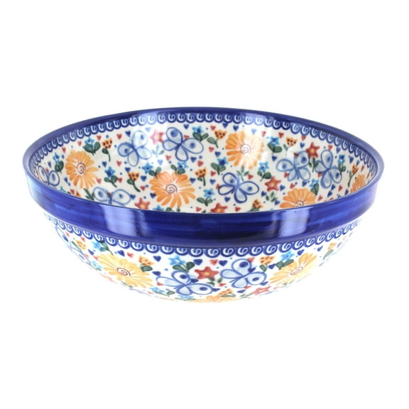 Blue Rose Polish Pottery Butterfly Medium Serving Bowl