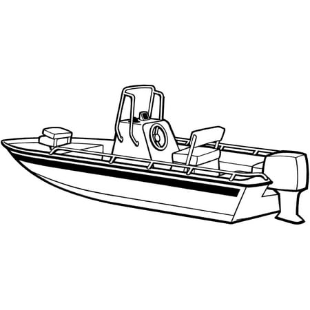 Carver Styled-to-Fit Cover for V-Hull Center Console Shallow Draft Fishing Boat, Haze