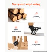 KFFKFF Studio H-Frame Easel for Artists, Supports One or Two Canvases up to 78.74 Inches, Adjustable Height and Angle, Foldable Design with Swivel Wheels, Crafted from Solid Beech Wood,Natural Finish
