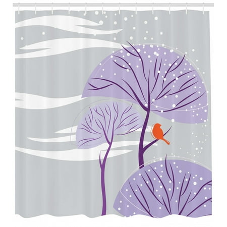 Winter Shower Curtain Seasonal Conceptual Artwork Purple Trees