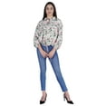 thumbnail image 5 of Moomaya Printed Tops For Womens Balloon Sleeve Collared Button Down Casual Shirt, 5 of 7