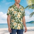 thumbnail image 5 of Balery Lilies Flowers Print Men's Hawaiian Shirts Short Sleeve Beach Shirt Relaxed Fit Vacation Button Down Shirts-XX-Large, 5 of 9
