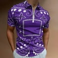 thumbnail image 2 of Purple Paisley Bandana Pattern Men Zipper T-shirt Summer Casual Short Sleeve T-shirt Top, 2 of 7