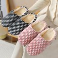 thumbnail image 3 of Soft Checkered Fuzzy Slippers for Women Men - Skin-friendly Plush Lined Winter House Slippers, Flexible & Breathable Non-Slip Home Slippers, 3 of 4
