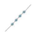 thumbnail image 2 of Gem Stone King 925 Sterling Silver Swiss Blue Topaz Tennis Bracelet for Women (4.20 Cttw, Gemstone Birthstone, Oval 6X4MM, 7 inch with 1 inch Extender), 2 of 6