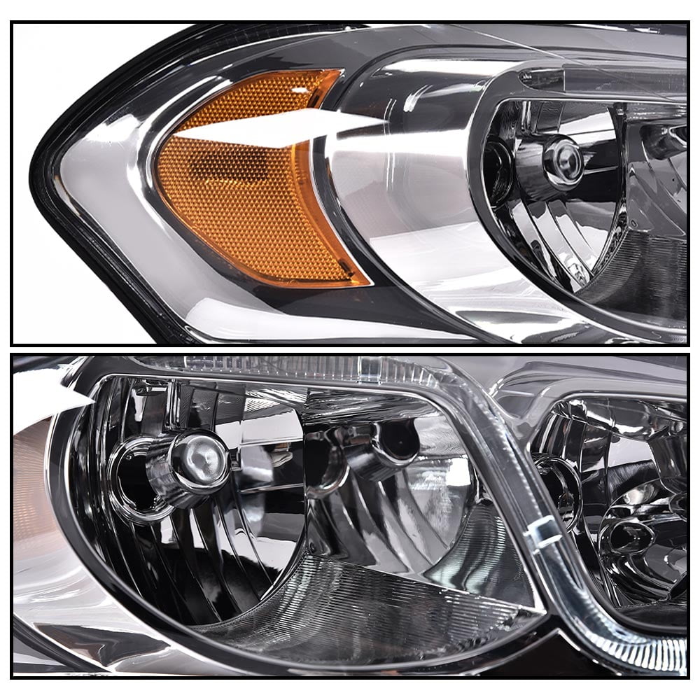 PIT66 LED Headlight Headlamp Clear Lens Chrome Housing Amber Reflector Fit for 06-07 Chevy Monte Carlo/06-13 Chevy Impala/14-16 Chevrolet Impala DRL Assembly Accessories
