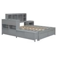 thumbnail image 5 of Euroco Wood Full Size Platform Bed with Nightstand and Drawers, Desk and Cabinets, USB Ports, Gray, 5 of 19