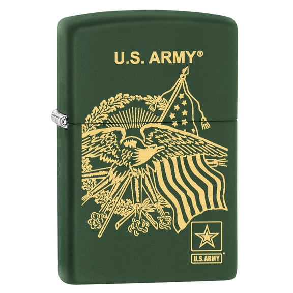 Zippo Lighter: U.S. Army, Eagle and Flag - Green Matte
