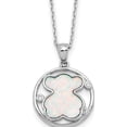 thumbnail image 1 of Sterling Silver Rh-Plated Cz Cr Opal Inlay Bear 16In W/2In Ext Necklace (Width 17.75) (Length 18) - Jbsp, 1 of 5