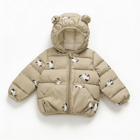 Nugftut Girls Boys Puffer Jackets Size 4-5 Years Hooded Winter Coat Warm Windproof Printed Kids Clothing