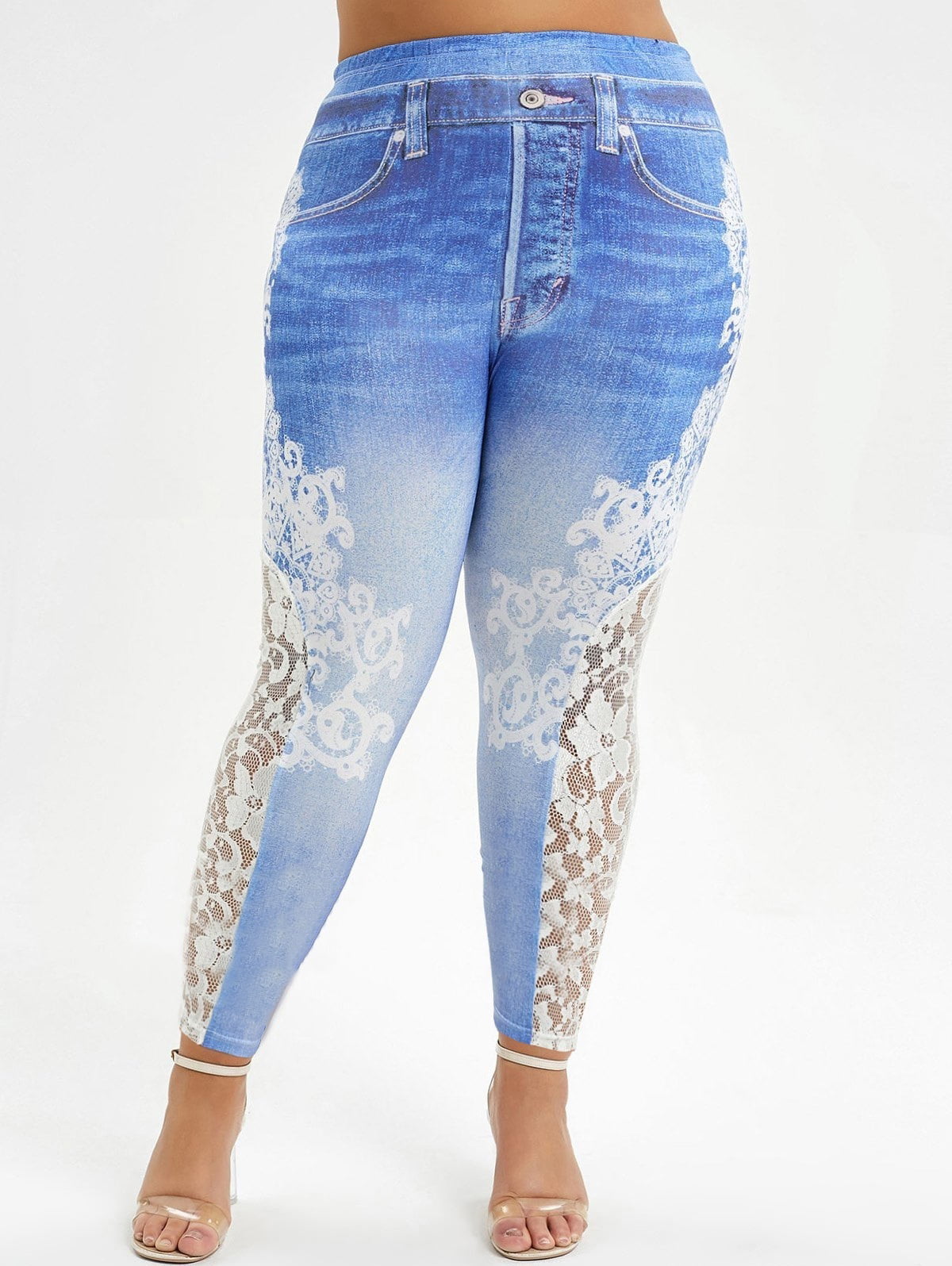 Women's Embroidered Ankle Skinny Denim Jeans XS/S/M/L/XL 
