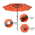 thumbnail image 4 of Yescom 9FT 3-Tier Solar Patio Umbrella with LED Lights Crank Tilt Button Aluminum Backyard Lighting, Orange, 4 of 9
