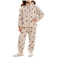 thumbnail image 2 of LvhaoGJOB Little Kids Girls 2-Piece Outfit Set, Beige - all over bow print, Pink bows, 2 of 6