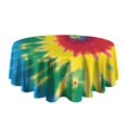 thumbnail image 5 of Colorful Rainbow Tie Dye Spiral Pattern Round Tablecloth 60"x60",Wrinkle Wipeable Table Cloth for Kitchen Dining Room Picnic Patio Party, 5 of 6