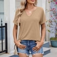 thumbnail image 4 of CAIVO Womens Tops Basic T Shirt Casual V Neck Short Sleeve Solid Color Stylish T-Shirts, 4 of 6