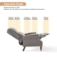 thumbnail image 4 of Manual Recliner Wingback Roll Armrest Nailhead Wood Leg Home Living Room Bedroom Grey, 4 of 7