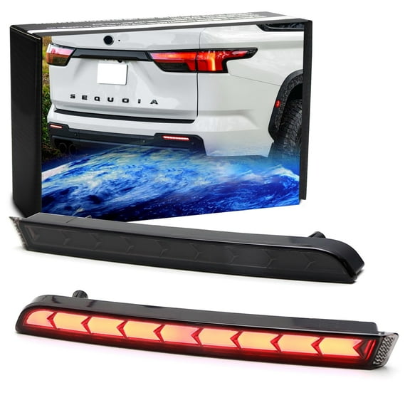Dark Smoked Lens Full LED Lower Bumper Reflector Lights For 2023-up Toyota Sequoia, Function as Tail (Rear Fog Lamps), Strobe Brake & Sequential Blink Turn Signal