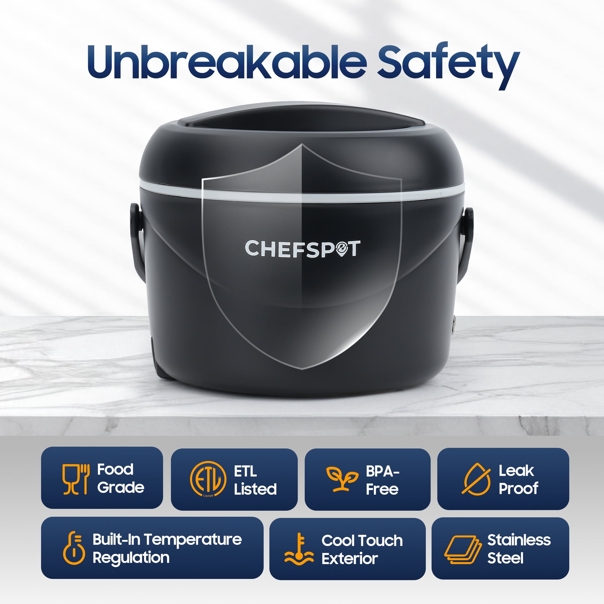 CHEFSPOT 37 oz Electric Lunch Box, 80W Portable Food Warmer with Bag and Utensils