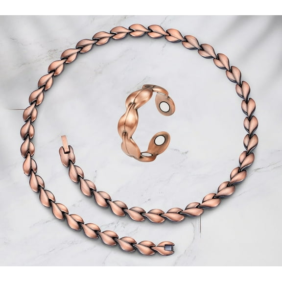 Wollet Copper Magnetic  Necklace, 20'',  Necklace Ring, Copper Jewelry Gift Set