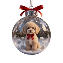 Christmas Pet Cute Dog Flat Acrylic Decoration Dog Paw Memorial Photo Ornaments Snowflake Christmas Decorations Pet Gifts,3.14 in