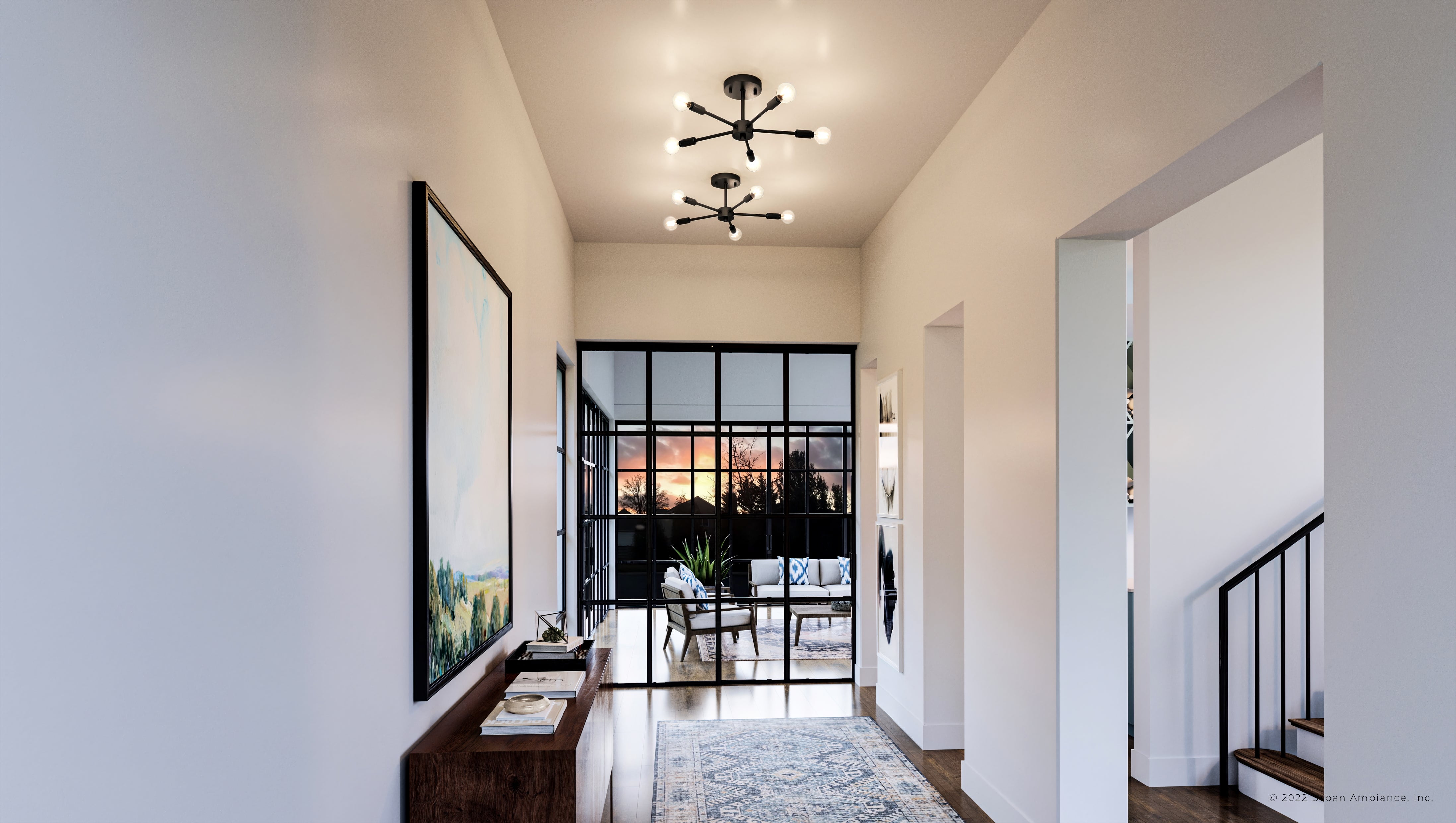 Luxury Mid-Century Modern Ceiling Light, 5.625H x 16W, with Modern Style, Brushed Bronze, UHP4347 by Urban Ambiance