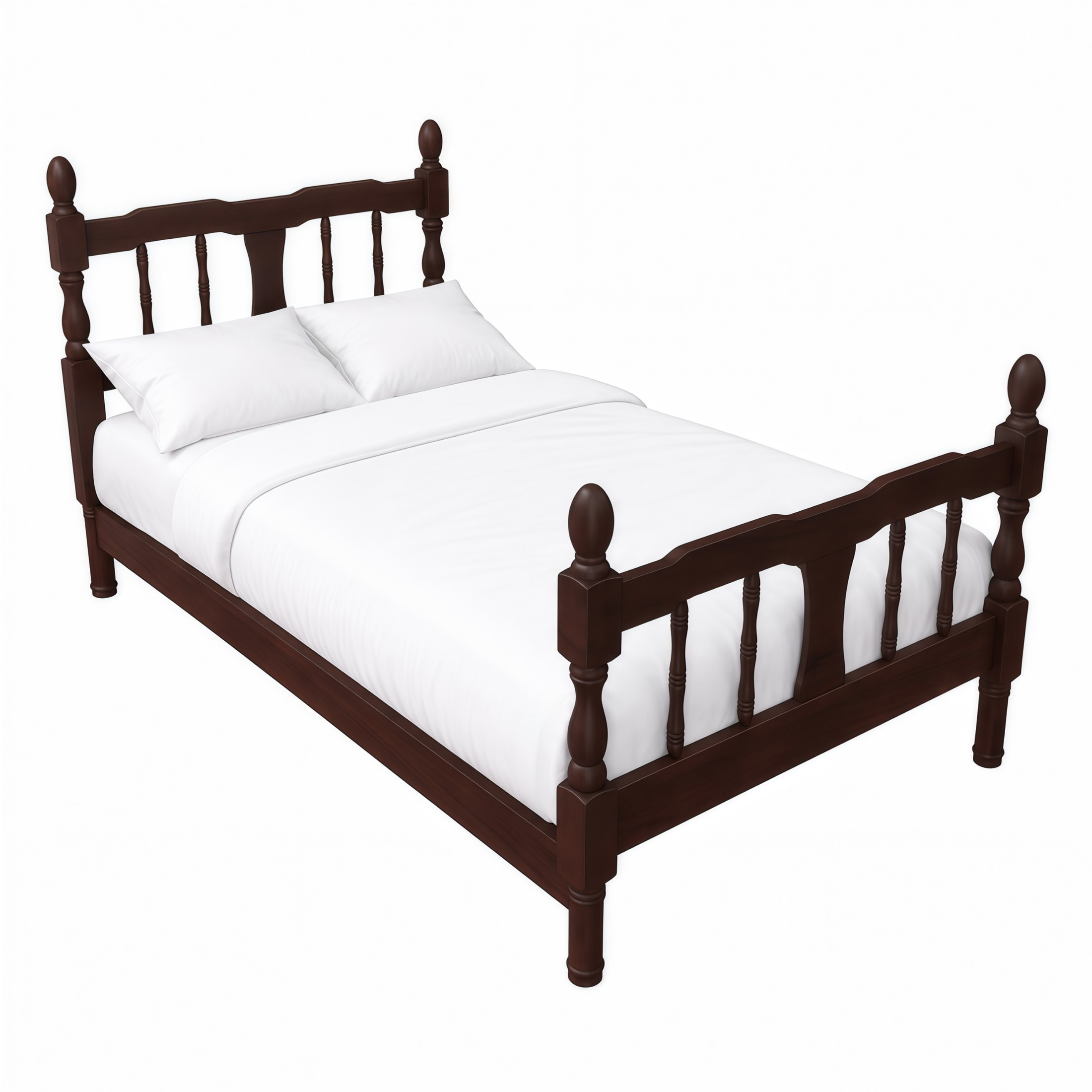 GDF Studio Betty Twin Size Wooden Platform Bed Frame with Spindle Headboard, Traditional Farmhouse Style, Dark Walnut