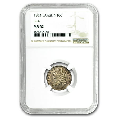 1834 Capped Bust Dime Large 4 MS-62 NGC