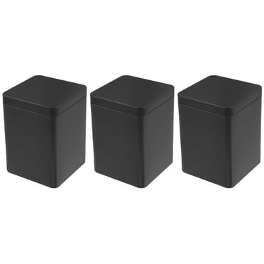 3pcs Loose Leaf Tea Storage Square Tea Storage Jarstea Tin Vacuum Seal Tea Tea Leaf Container Storage Jars with Lids Black