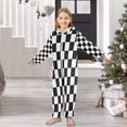 thumbnail image 6 of Soft Big Kids Onesie Pajamas Cozy Loose-Fit Jumpsuits for kids with Pockets for Christmas Lounge & Play Black and White Check, 6 of 8