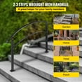 thumbnail image 2 of VEVOR Handrail Stair Railing Handrails 3-Step Handrail Fits 1 or 3 Steps Matte Black Stair Rail Wrought Iron Handrail with Installation Kit Hand Rails for Outdoor Steps, 2 of 9