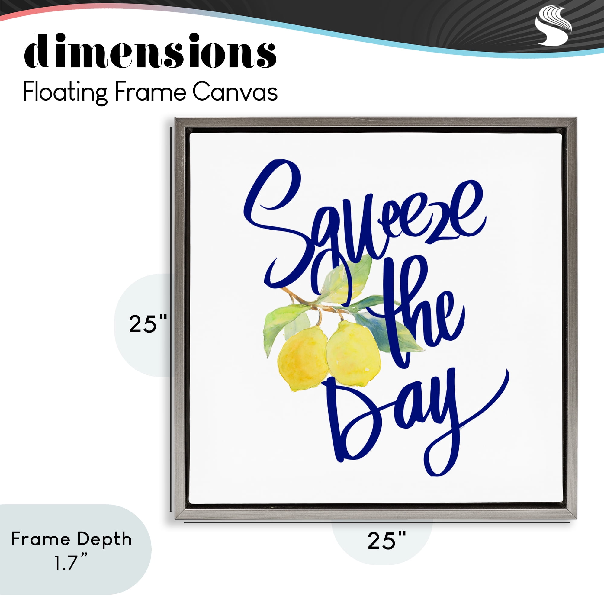 Stupell Industries Cursive Squeeze The Day Gray Framed Floater Canvas Wall Art, design by Lanie Loreth