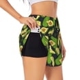 thumbnail image 2 of Bixox Women's Fresh Avocado pattern 2 in 1 Running Shorts - Lightweight Athletic Workout Gym Yoga Shorts Liner with Pockets - Small, 2 of 7