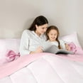 thumbnail image 4 of Manfei Pink Bling Bow Knot Bedding Comforter Set 7 Pieces for Girls, Princess Glitter Ribbon Queen Bedding Sets, Sparkle Stars Queen Sheet Sets, Lightweight Room Decor, 4 of 8