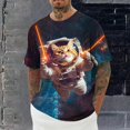thumbnail image 1 of Tops para hombre, blusas y camisas de cuello redondo y manga corta para hombre, blusas casuales de moda con cuello redondo y estampado para hombre, blusas de poliéster para hombre., 1 of 5