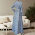 thumbnail image 5 of MORTTIC Women's Floral Print A-Line Stand Collar Elegant Lantern Long Sleeve Maxi Dress Waist Detail Ruffle Hem Blue S, 5 of 6