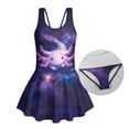 thumbnail image 4 of Uorisanigo Little Girls One Piece Swimsuits Galaxy Axolotl Beach Pool Summer Swim Dress Sleeveless Skirted Bathing Suit for Kids, Size 5-6, 4 of 6