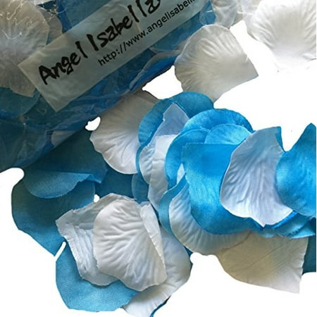 300pc Rose Petal - Malibu Turquoise and White White Artificial Rose (Best Way To Preserve Rose Petals)