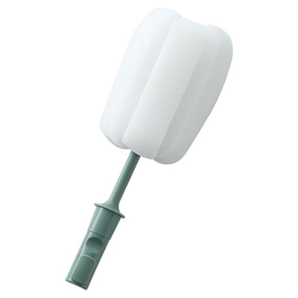 sweethay Esponja de limpieza de tazas, mango largo, cepillo para botellas de cocina, vidrio desmontable para el hogar, fregador antiarañazos Cocina y Comedor Cabeza única verde