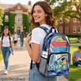 thumbnail image 2 of Xoenoiee Shark Fire Wave Print Kids Clear Backpack for Boys See Through Preschool Kindergarten Elementary School Backpack Transparent Bookbag Schoolbag Daypack with Adjustable Padded Straps, 2 of 7